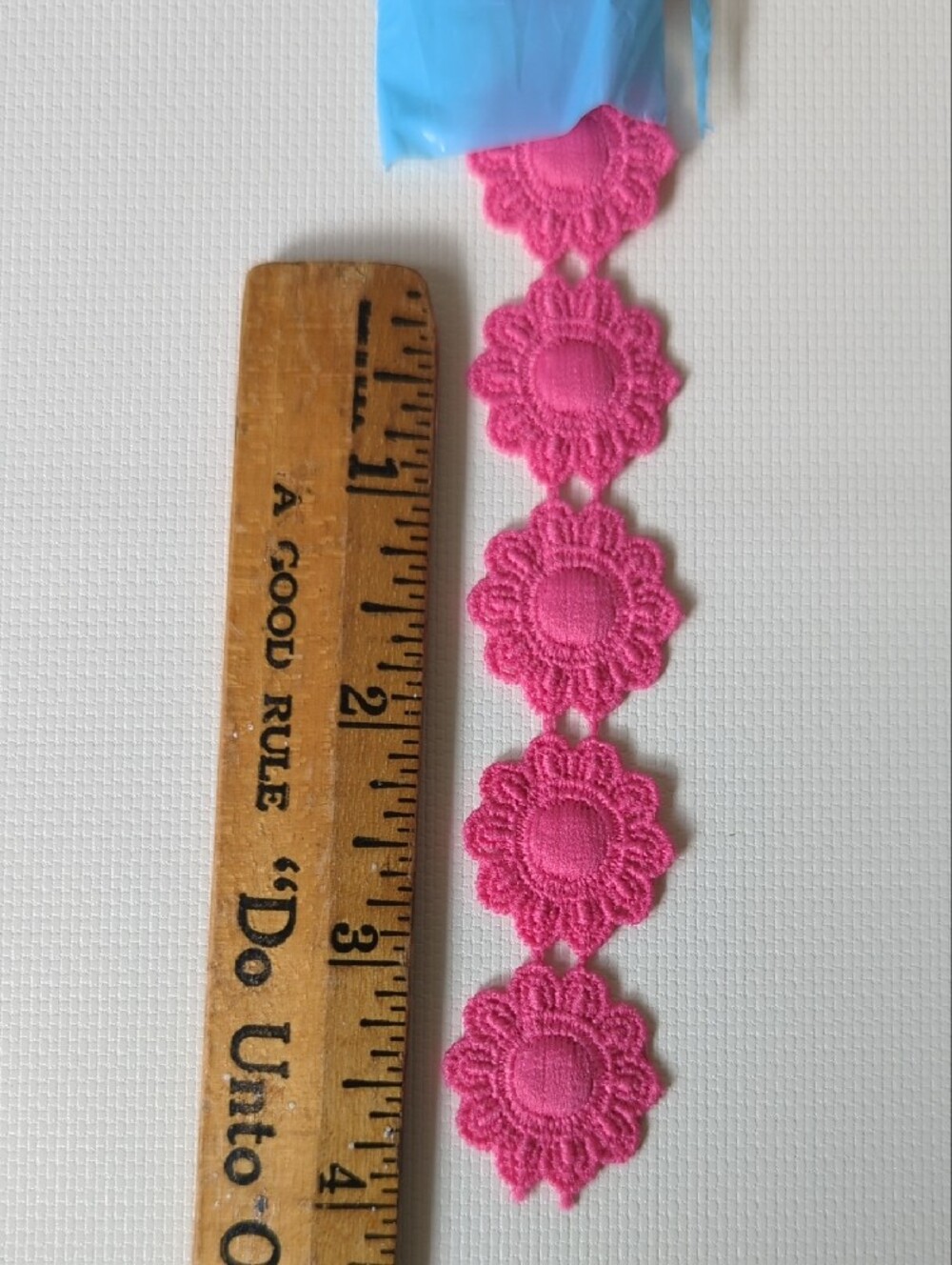 Pink Crochet Flower Trim & Pink Jacquard Ribbon Set - Picture 5 of 6
